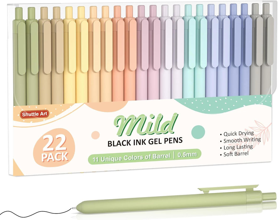 Black Retractable Gel Pens - Set of 22