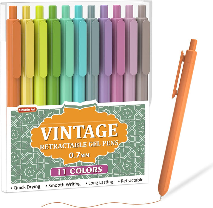 Retractable Gel Pens - Set of 11 Vintage Colors