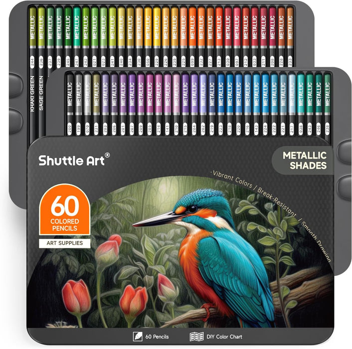 Colored Pencils, Metallic Colors - Set of 60