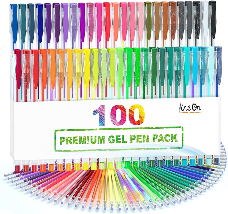 Gel Pens Set, 50 Colors Gel Pens with 50 Refills- Set of 100