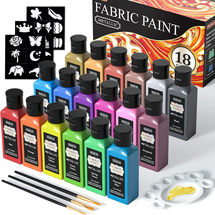 Metallic Fabric Paint - Set of 18 (60ml/2oz)