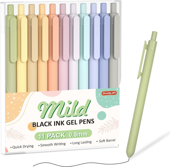 Black Retractable Gel Pens - Set of 11