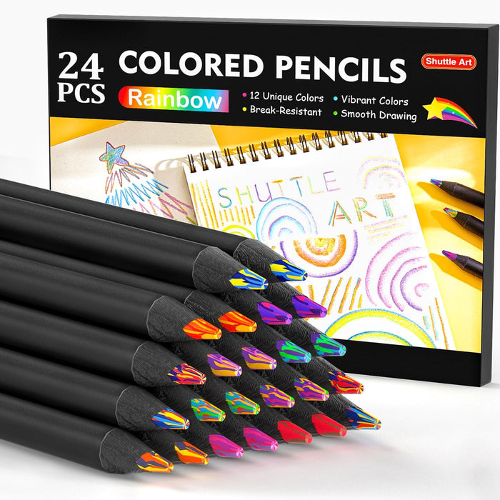 Colored Pencils, Rainbow Colors - Set of 12x2