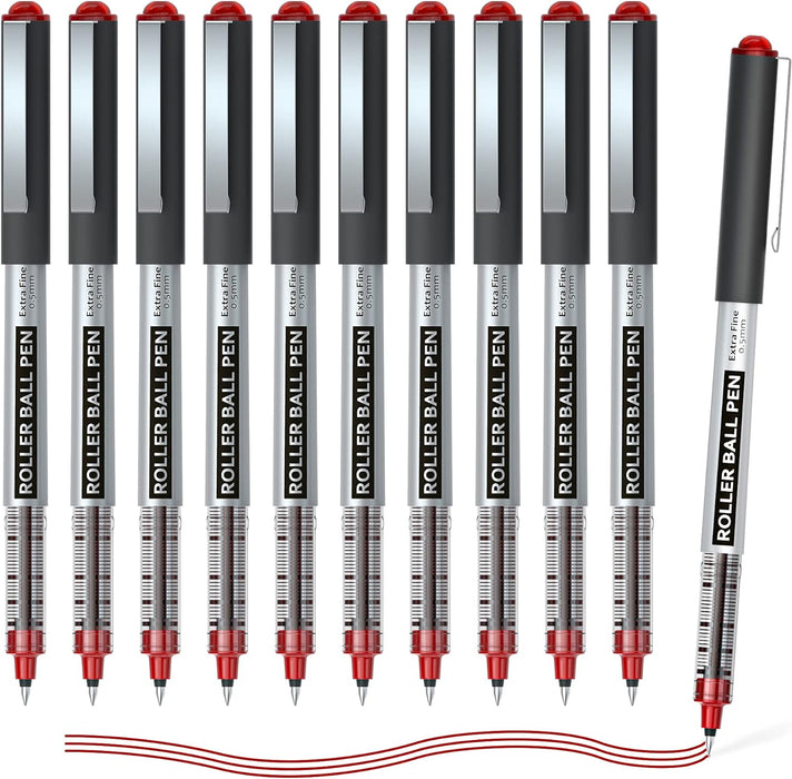 Red Liquid Ink Rollerball Pens - Set of 10