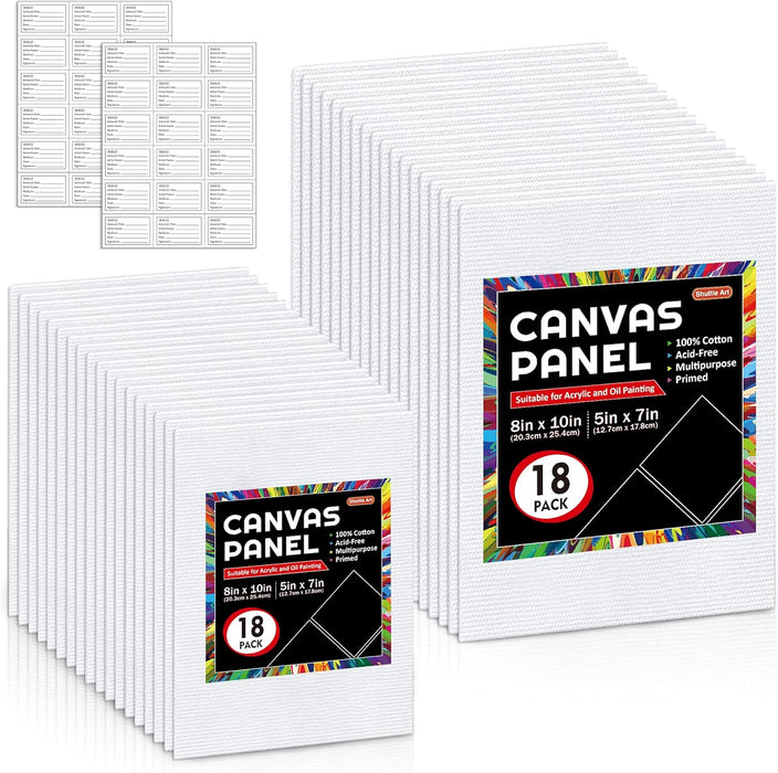 Painting Canvas Panels - Set of 36 ( 5x7, 8x10in, 18 of Each)