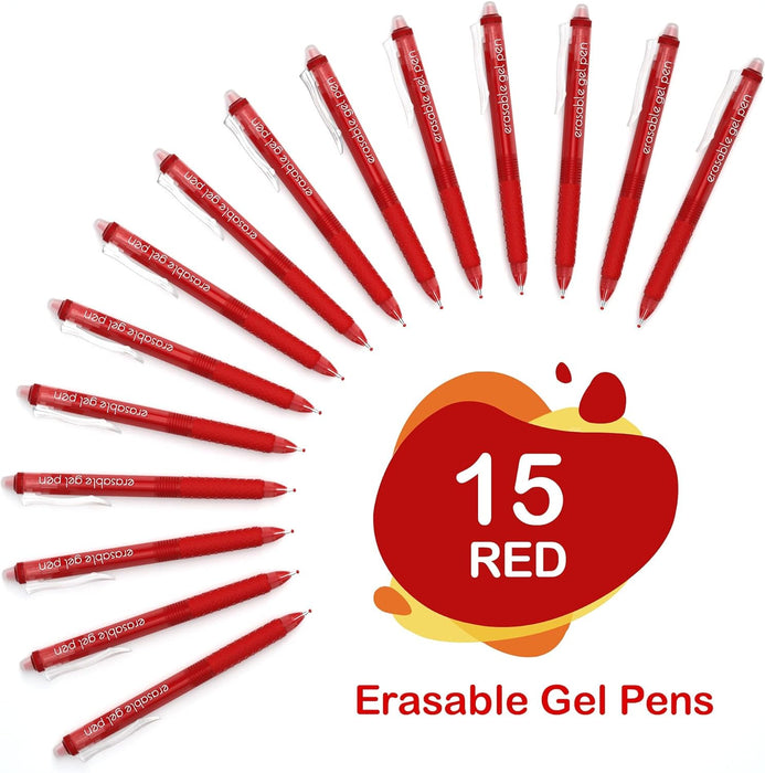 Erasable Gel Pens - Set of 15 Red