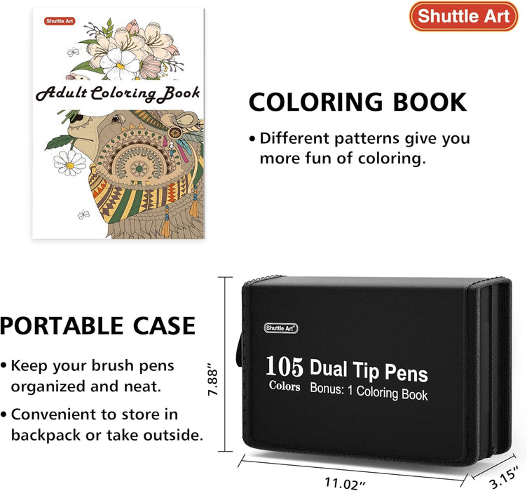 Dual Tip Brush Pens Art Markers -Set of 105 Colors