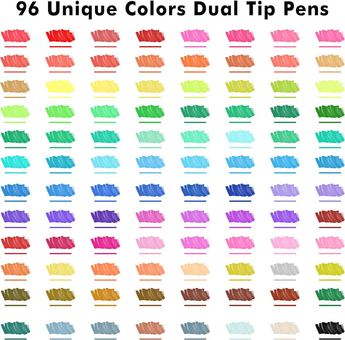 Dual Tip Brush Pens Art Markers Set of 96 Colors