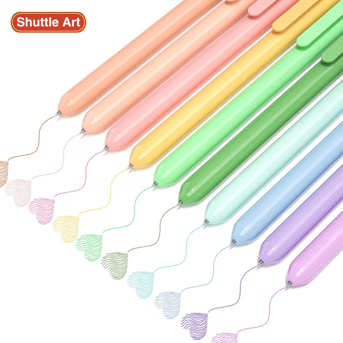 Retractable Gel Pens - Set of 10 Pastel Ink Colors