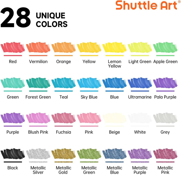 Dual Tip Acrylic Paint Markers, Brush Tip and Fine Tip - 28 Colors