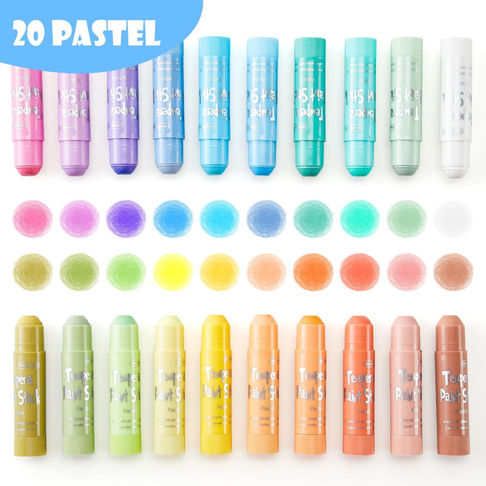 Tempera Paint Sticks - Set of 20 Pastel Colors