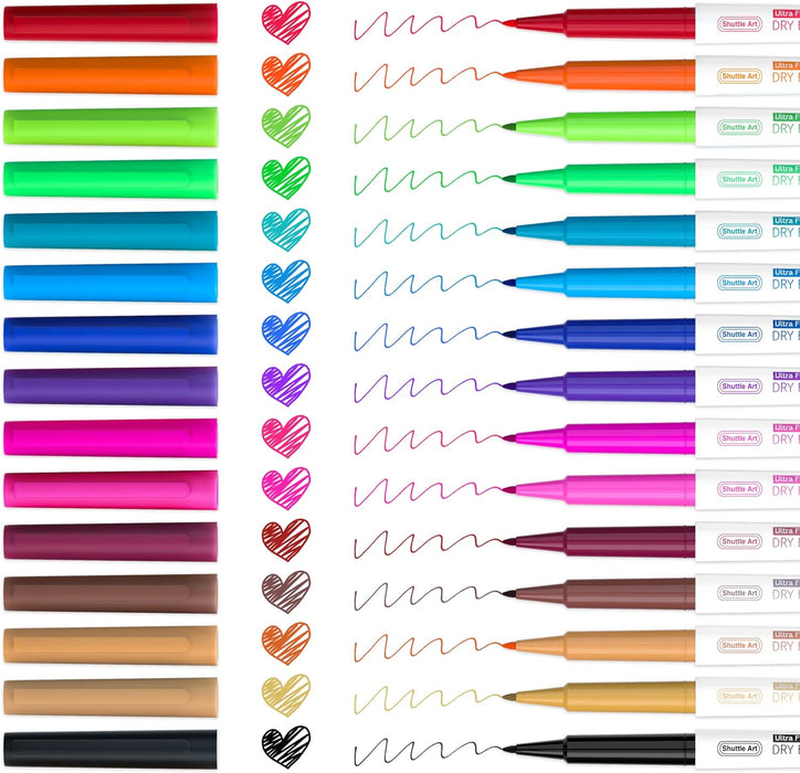 Ultra Fine Dry Erase Markers, 15 Colors