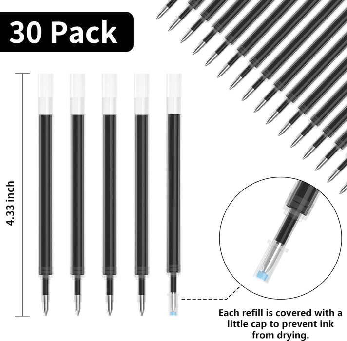Retractable Gel Pen Refills - Set of 30