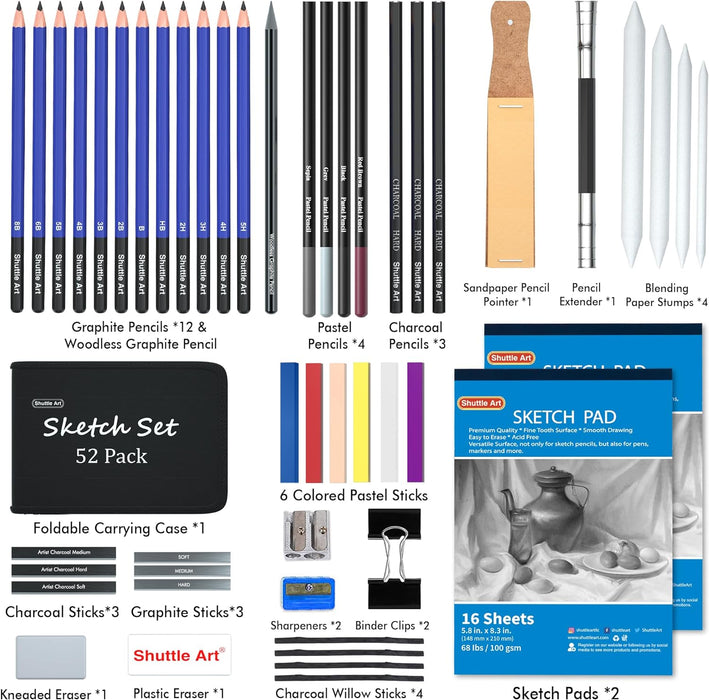 Professional Pencils Set - 52 Pack
