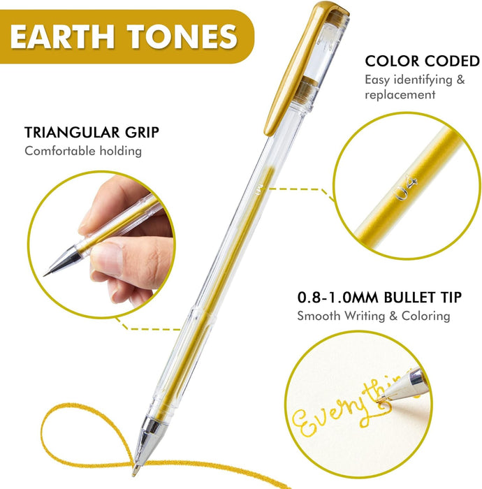 Earth Tone Gel Pens- Set of 30 with 30 Refills
