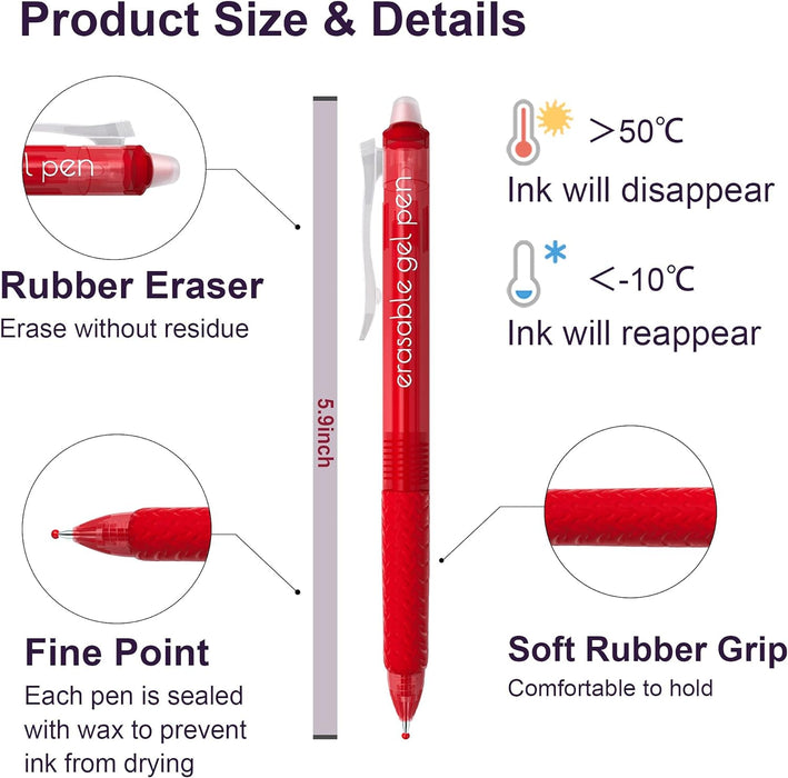 Erasable Gel Pens - Set of 15 Red