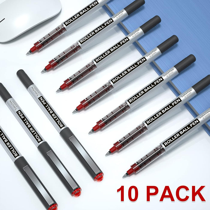 Red Liquid Ink Rollerball Pens - Set of 10