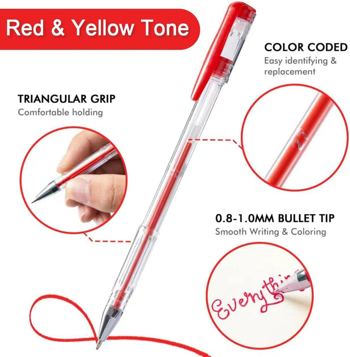 Red Yellow Gel Pens- Set of 30 with 30 Refills