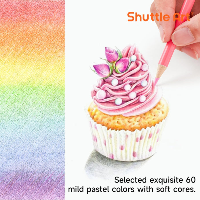 Colored Pencils, Pastel Colors - Set of 60
