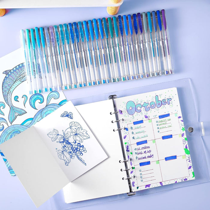 Blue Tone Gel Pens- Set of 30 with 30 Refills