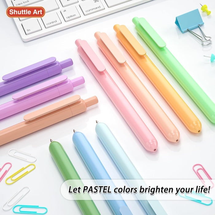 Retractable Gel Pens - Set of 10 Pastel Ink Colors