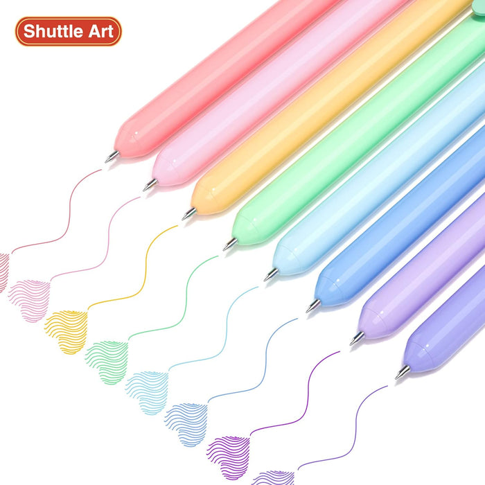 Retractable Gel Pens- Set of 8 Pastel Ink Colors