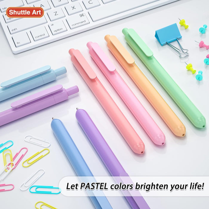 Retractable Gel Pens- Set of 8 Pastel Ink Colors