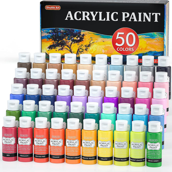 Acriylic Paint for Artist, 60ml/2oz Bottles- Set of 50