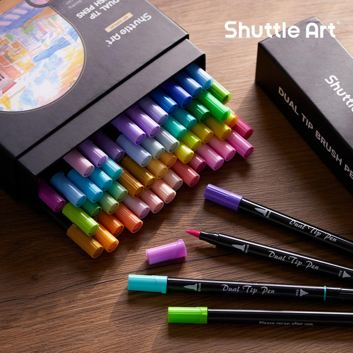 Pastel Colors Dual Brush Pen Art Markers - Set of 56