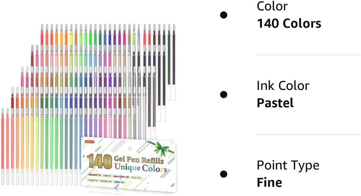 Colored Gel Pen Refills - Set of 140