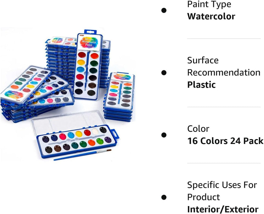 Watercolor Paint Set Bulk -Set of 24 (16 Colors )
