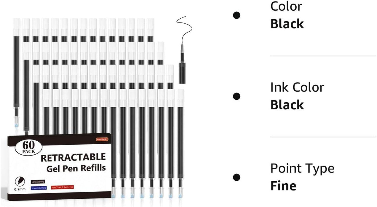Retractable Gel Pen Refills -Set of 60