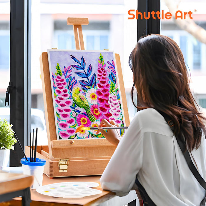 Acrylic Painting Set - 65 Pack with Wooden Easel