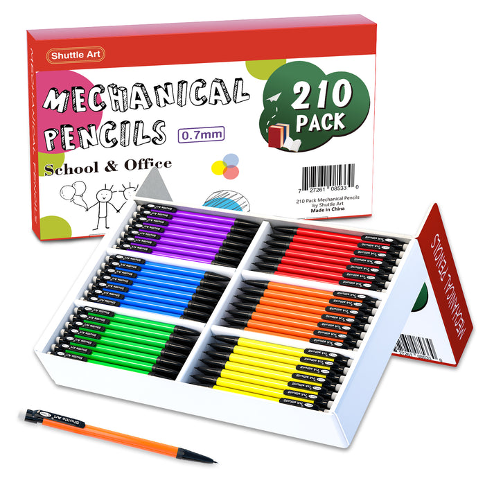 Mechanical Pencils, 6 Barrel Colors  - Set of 210