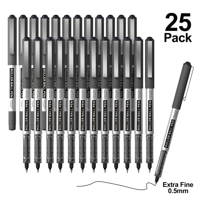 Black RollerBall Pens - Set of 25