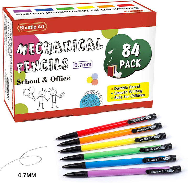 Mechanical Pencils, 6 Barrel Colors - Set of 84