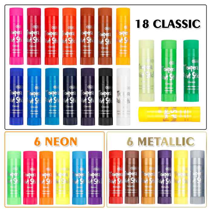 Washable Tempera Paint Sticks, 30 Colors*2 - Set of 60