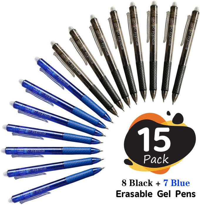 Black&Blue Erasable Gel Pens - Set of 15
