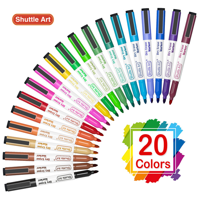 Dry Erase Markers, 20 Colors - Set of 20