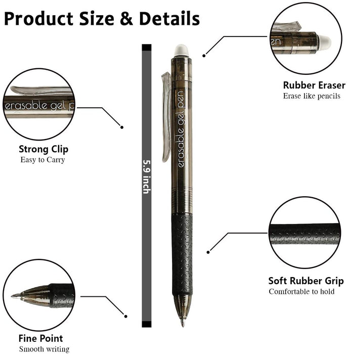 Black Erasable Gel Pens - Set of 15