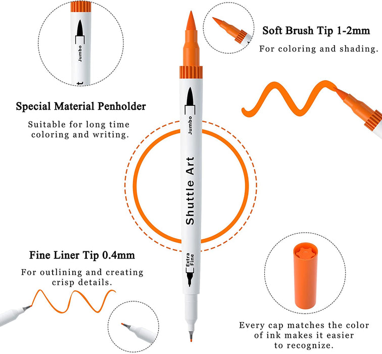 Dual Tip Brush Pens -  Set of 56