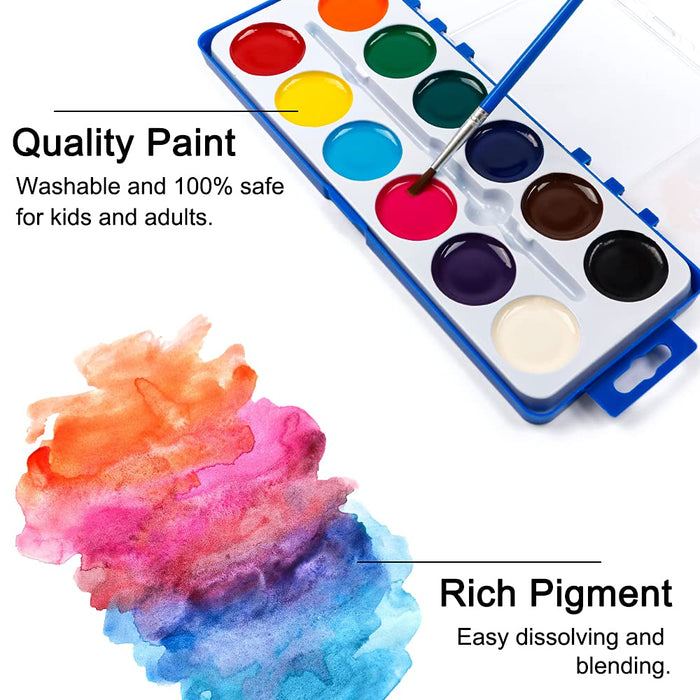 Watercolor Paints, 12 Colors - Set of 60