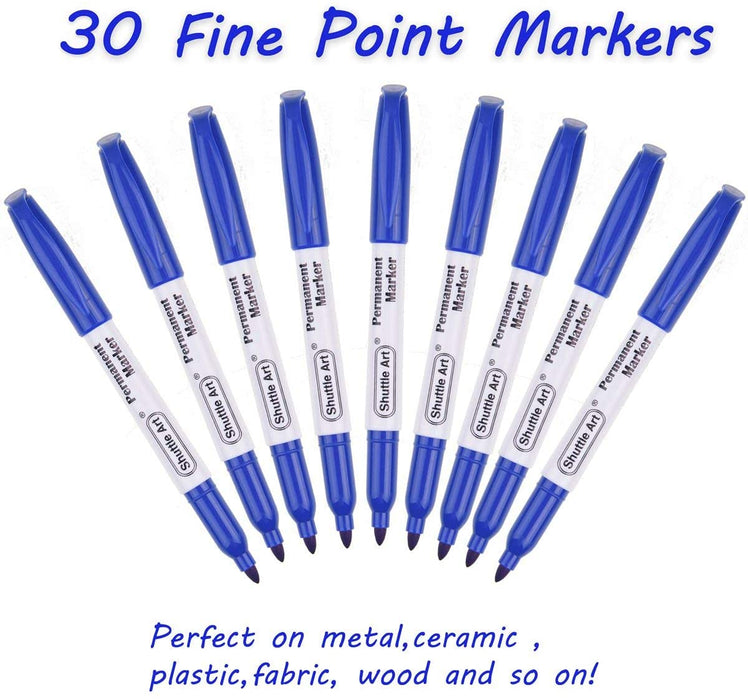 Blue Permanent Markers - Set of 30