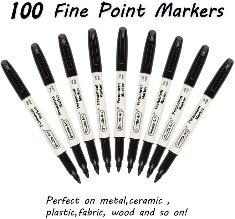 Black Permanent Markers - Set of 100