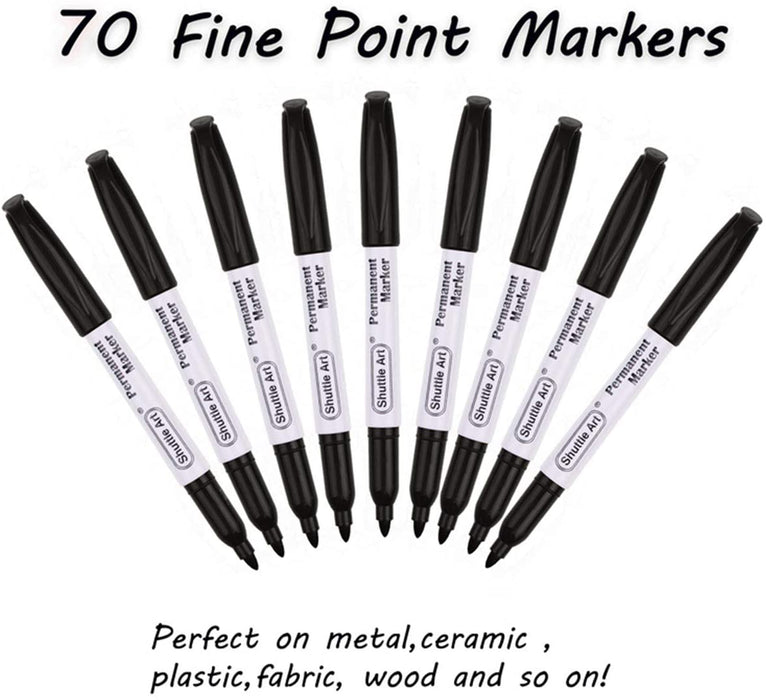 Black Permanent Markers - Set of 70