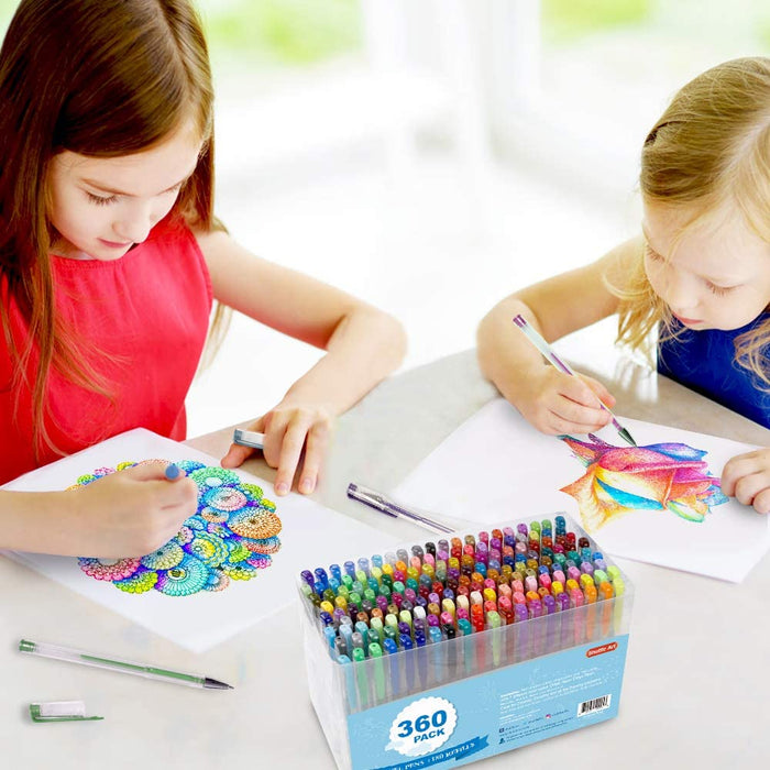 Colored Gel Pens, 180 Colors Gel Pen with 180 Refills - Set of 360