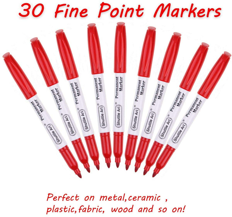 Red Permanent Markers - Set of 30