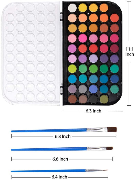 Watercolor Paint, 48 Colors Pan with 3 FREE Paint Brushes - Set of 48
