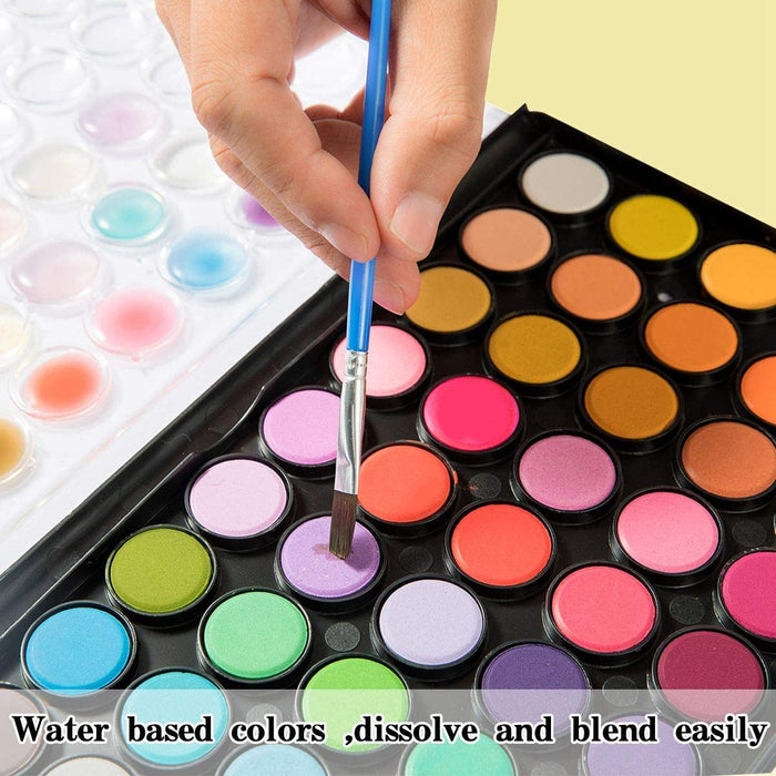 Watercolor Paint, 48 Colors Pan with 3 FREE Paint Brushes - Set of 48
