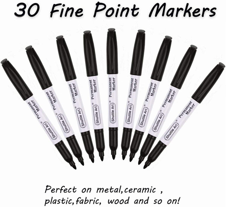 Black Permanent Markers - Set of 30